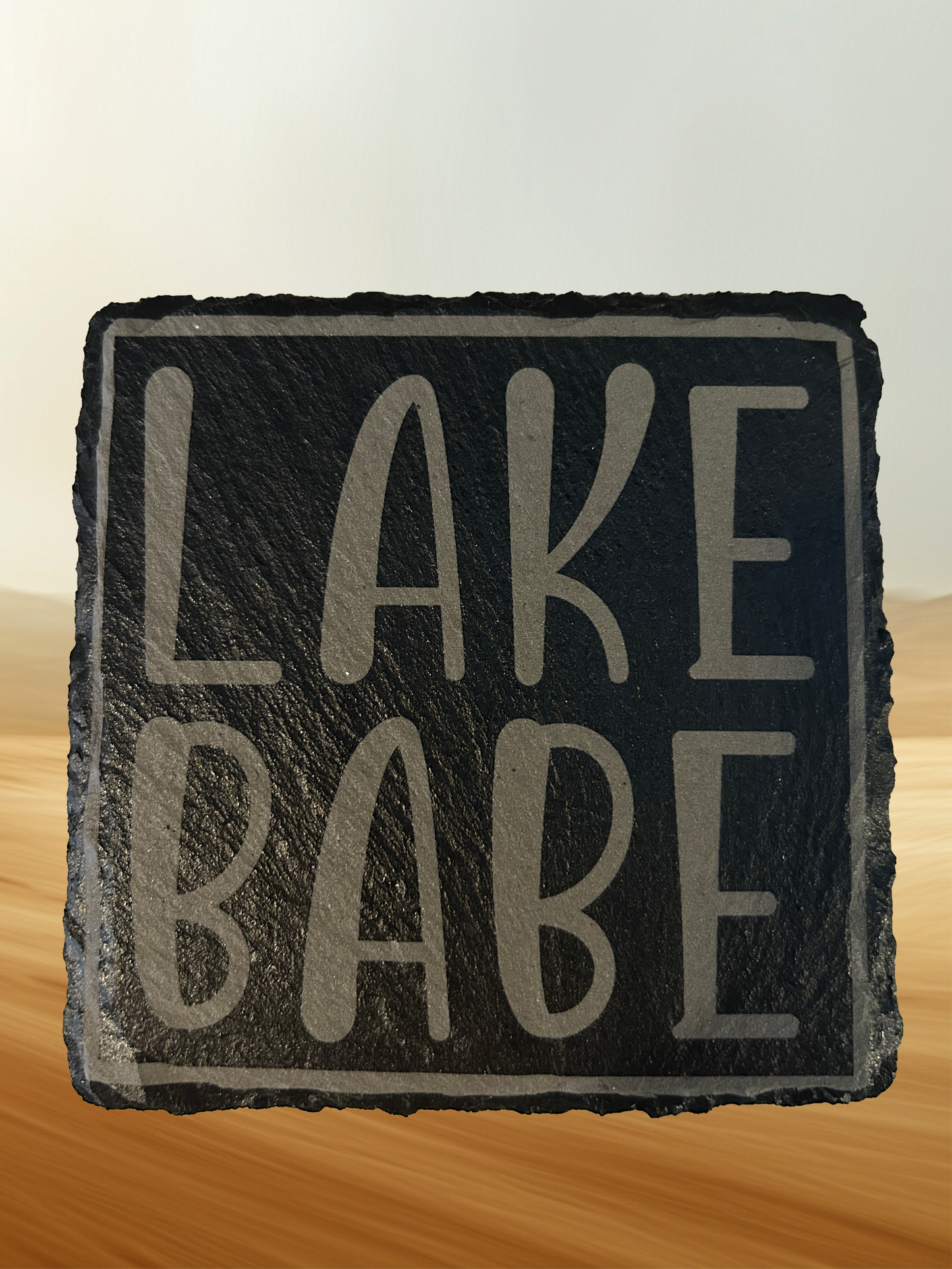 4 Piece Set Lake Themed Slate Rock Coasters
