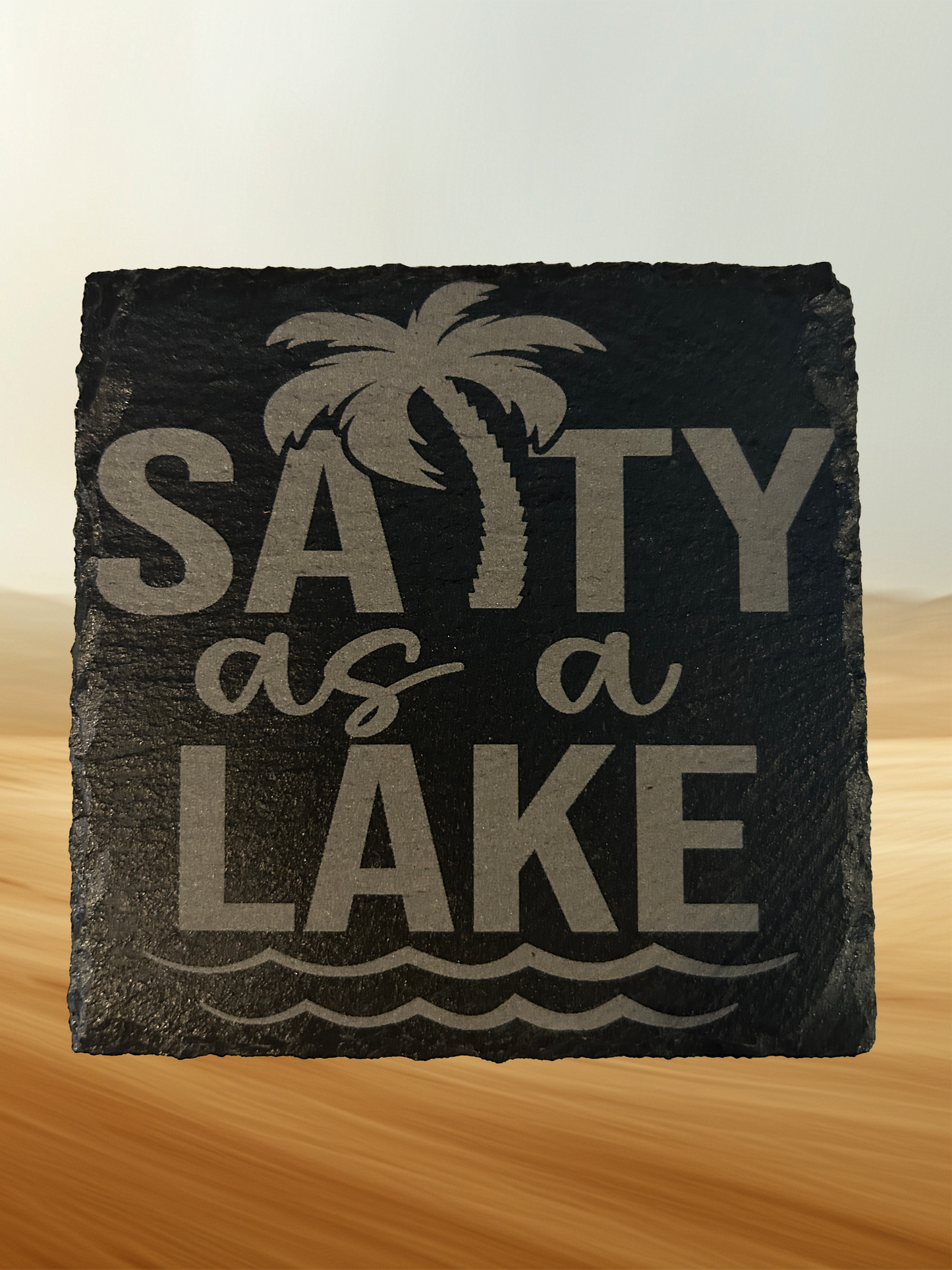 4 Piece Set Lake Themed Slate Rock Coasters