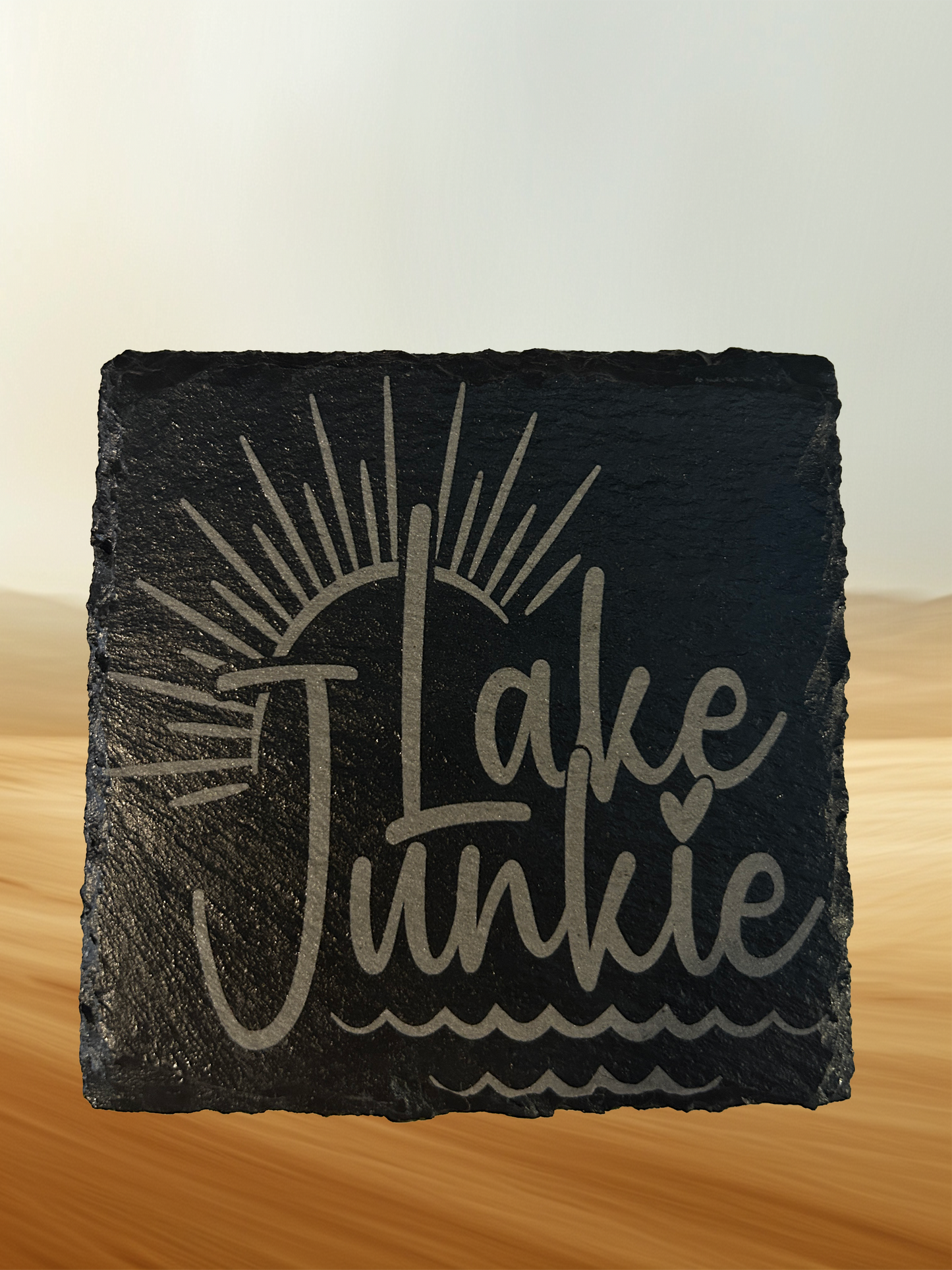 4 Piece Set Lake Themed Slate Rock Coasters