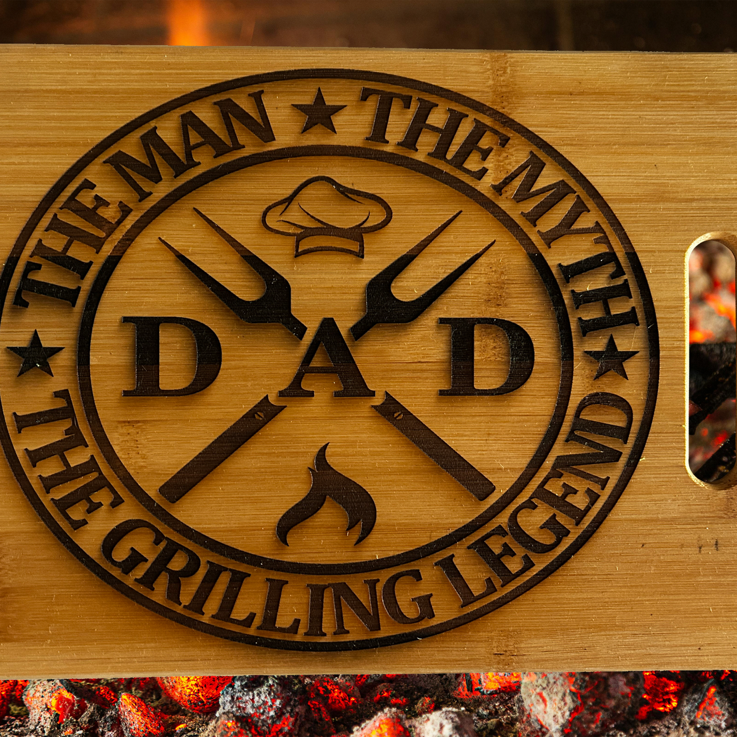 Personalized ‘Dad – The Man, The Myth, The Grilling Legend’ Bamboo Cutting Board – Custom Laser-Engraved BBQ Gift for Father’s Day Ashley's Custom Tumblers & Engraving