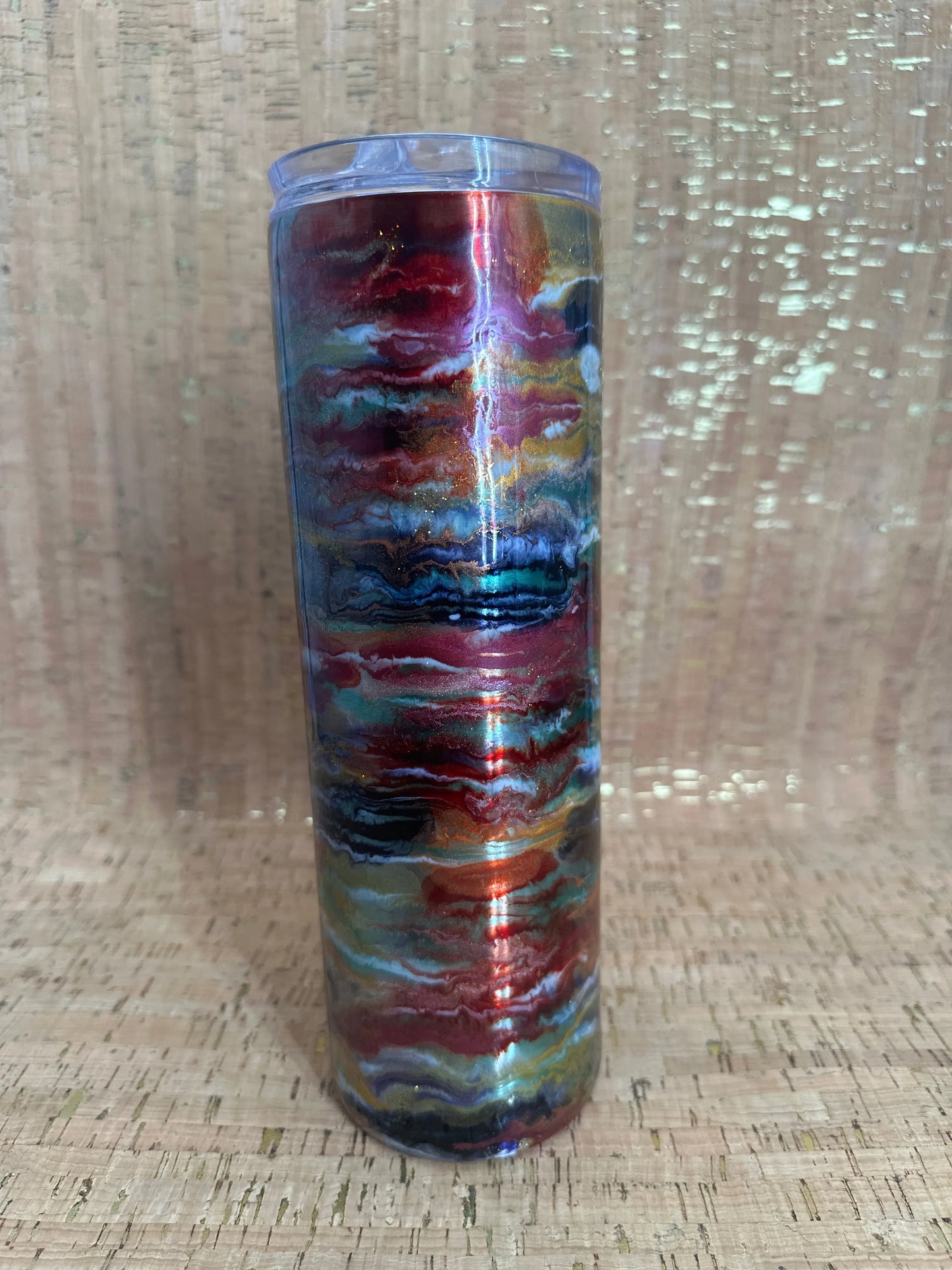 20oz Epoxy & Alcohol Ink Custom Tumbler – Handmade Swirl Design with Lid & Handle – Unique Gift for Drinkware Lovers Ashley's Custom Tumblers & Engraving