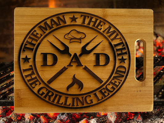 The Man, The Myth, The Grilling Legend Engraved Cutting board