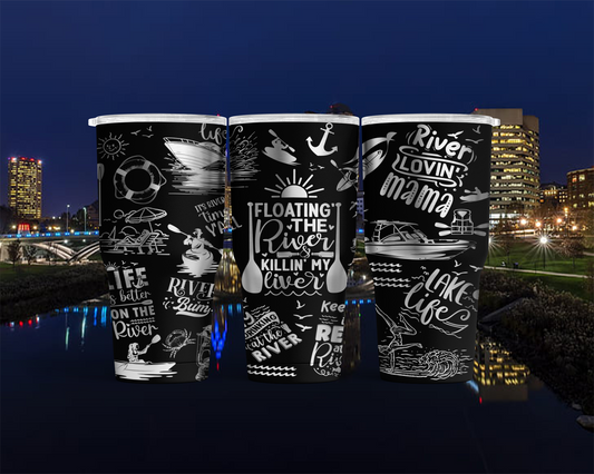 30 Oz Modern Curved River Quote Themed
